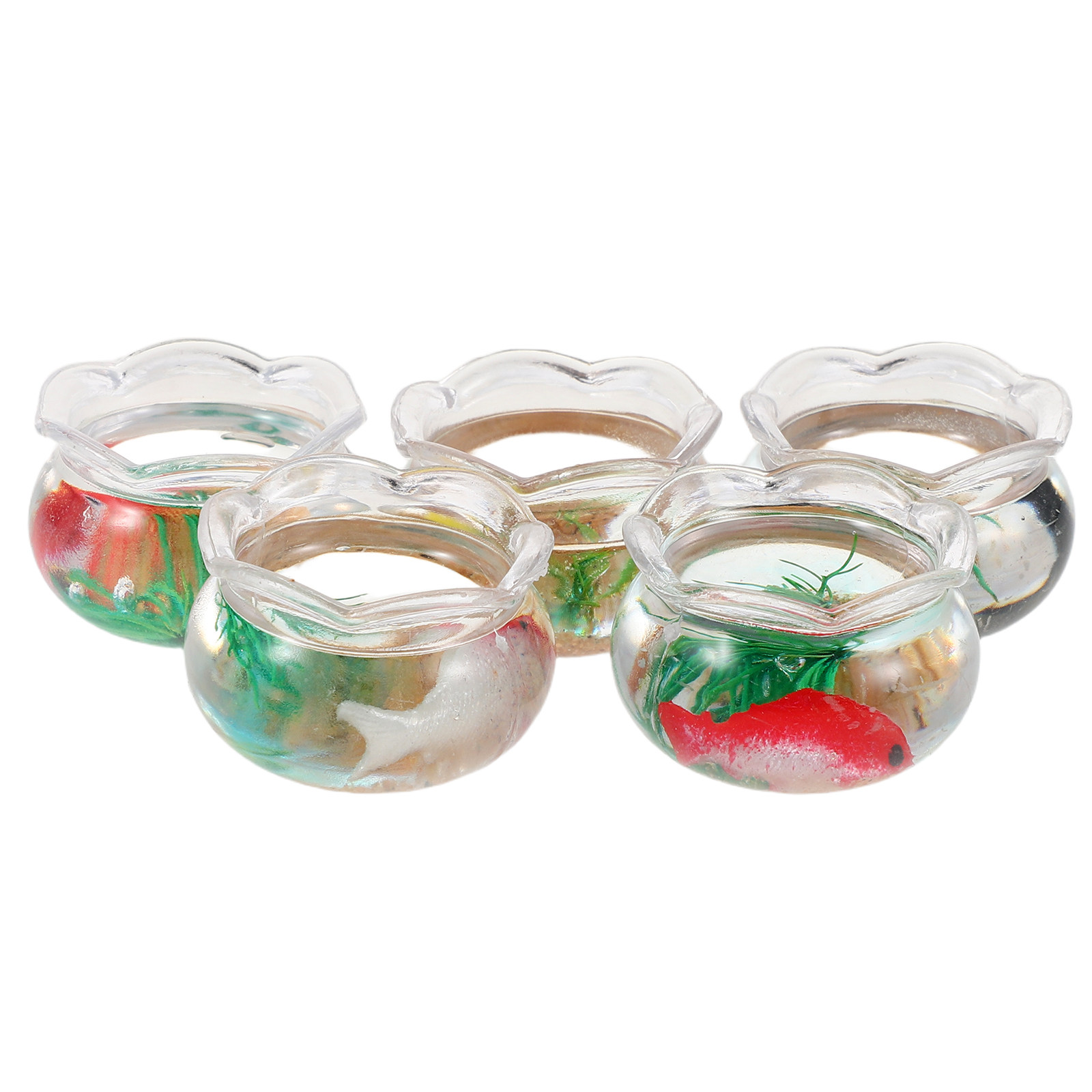 Aquarium Fish In Bowl - 5 Peças Mini Aquário Redondo para