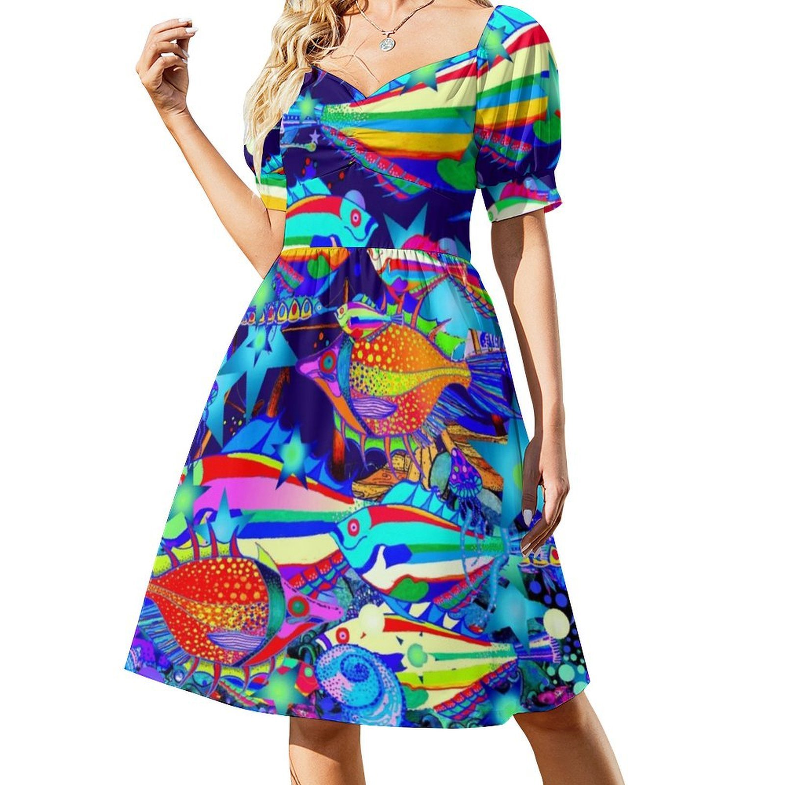 Vestido de festa feminino esti - Aquarium Fish Rainbow avaliação e preço
